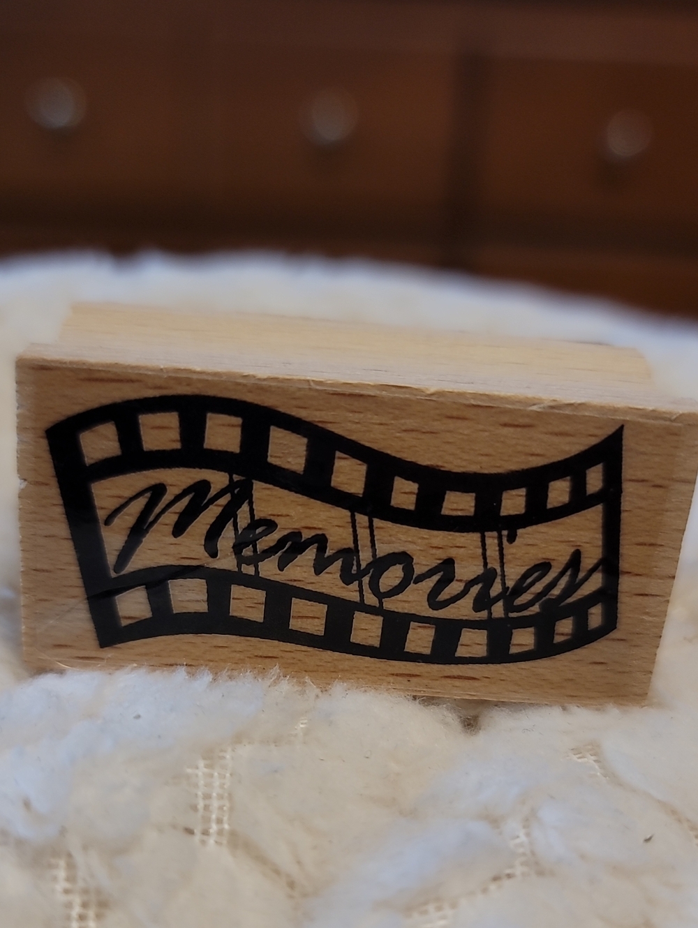 Memories In Film Strip Wooden Rubber Stamp